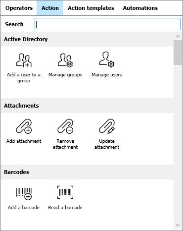 Action menu