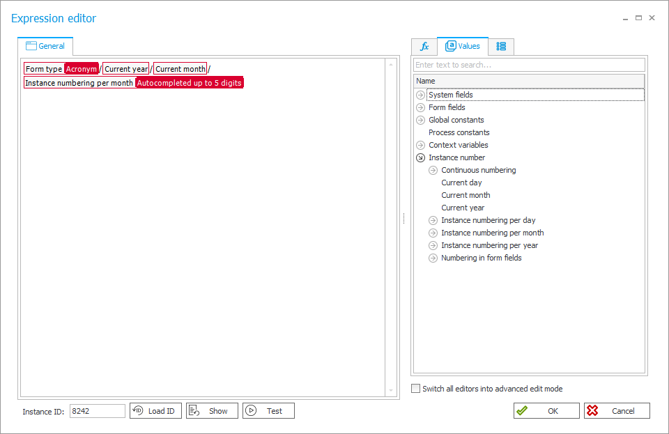 Expression editor