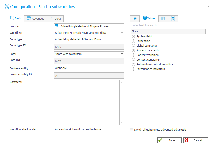 Start a subworkflow