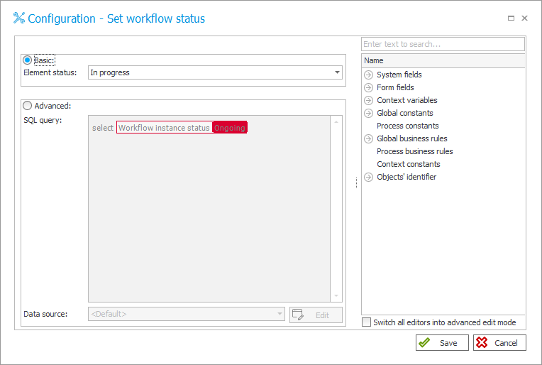 Set workflow status