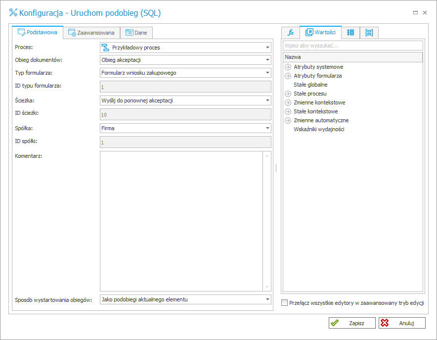 Uruchom podobieg (SQL)